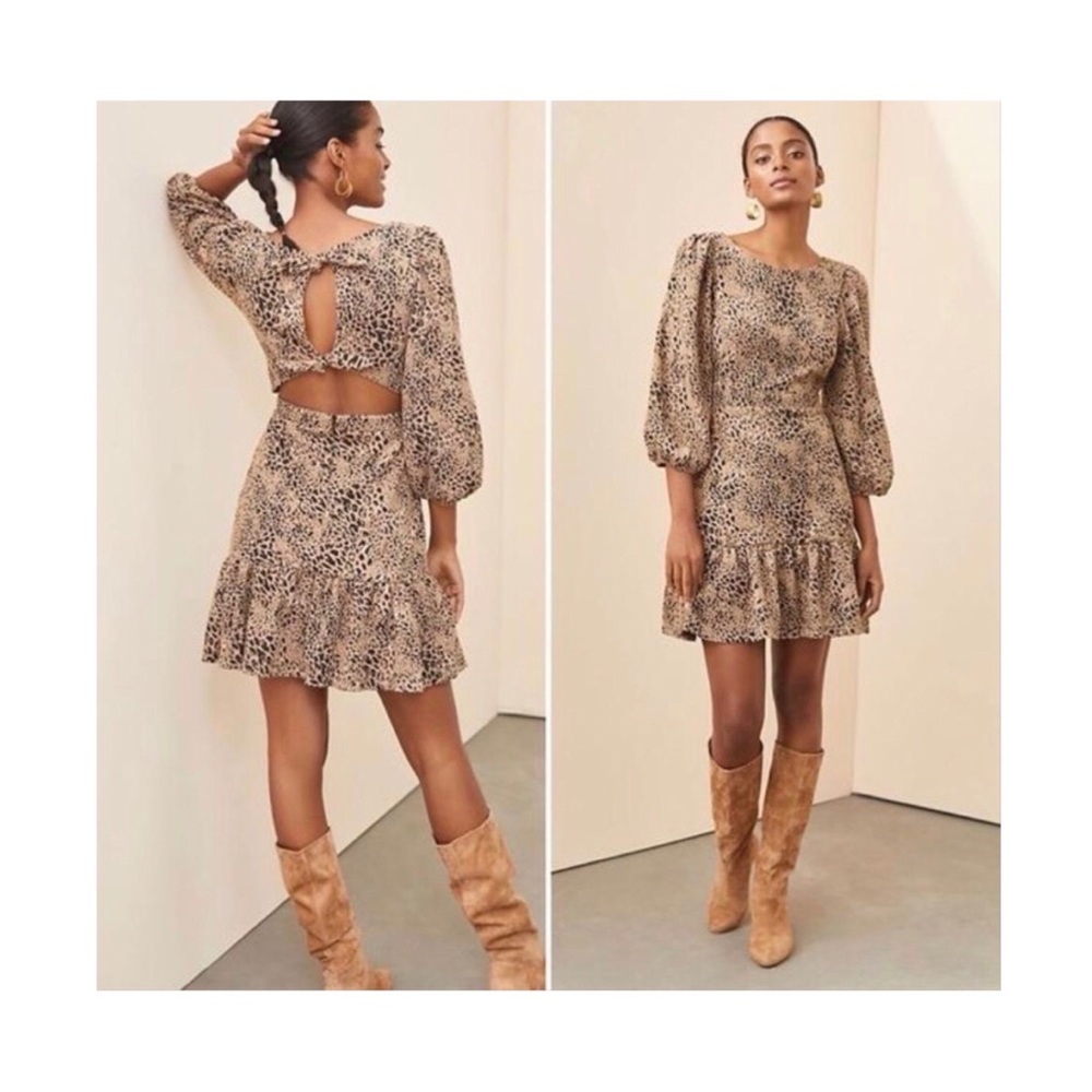 NWT Anthro Maeve Animal Print Knit Cutout Dress Size 12